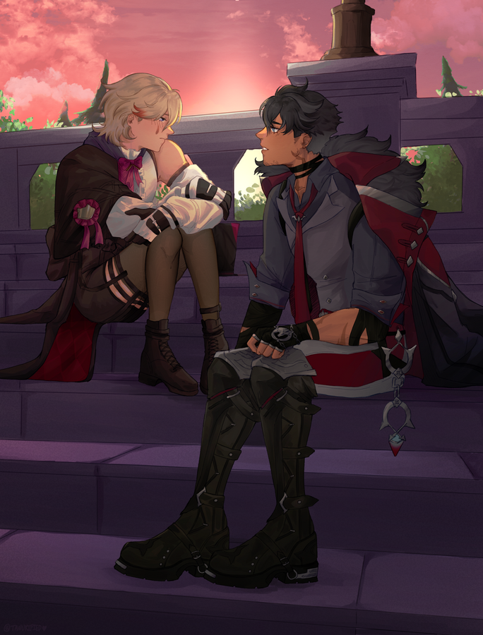 Lyney and Wriothesley from the game Genshin Impact.